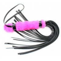 Плеть из лака с розовым мехом BDSM Light - 43 см.